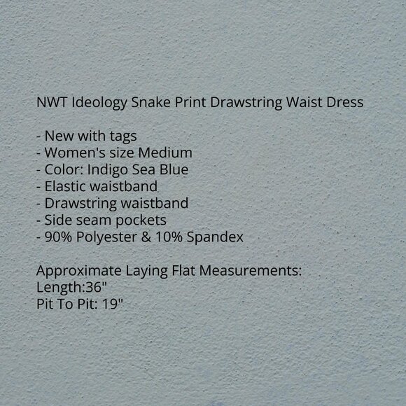 Ideology Snake Print Drawstring Waist Dress - Picture 5 of 5